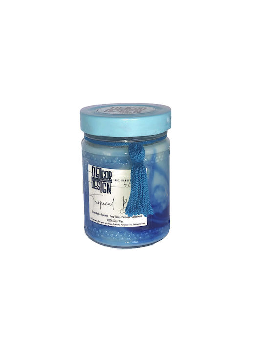 Lumânare Aromată de Soia "tropical Breeze" Upcycled Borcan Albastru 250gr 1buc