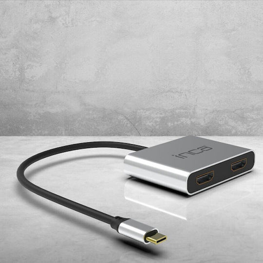 Inca ITPC-4T USB-C Docking Station with HDMI 4K PD and Support for 2 Monitors Silver