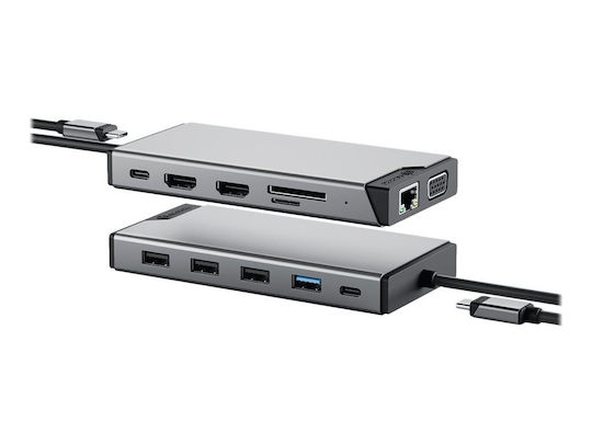 Alogic USB-C Docking Station με HDMI Ethernet και σύνδεση 3 Οθονών Ασημί (DUCDDV3)