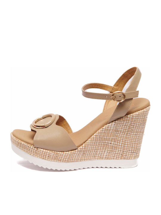 Damenplattformen Beige