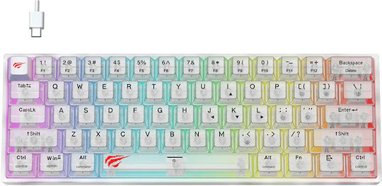 Havit KB877L Gaming Μηχανικό Πληκτρολόγιο 60% με Custom διακόπτες και RGB φωτισμό (Αγγλικό US) Λευκό