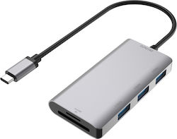 Deltaco USB 3.0 Hub 3 Porturi cu conexiune USB-A Argint