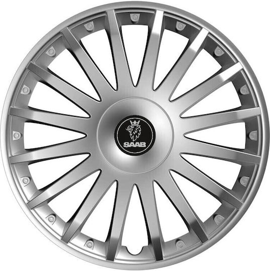 Versaco Car Hubcap Set Crystal with Saab Emblem 14" 4pcs Silver