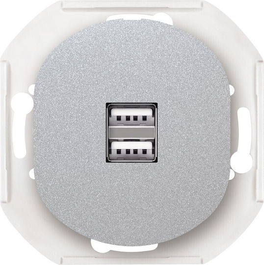 Aling Conel Мортис Електрически Контакт с 2 Порта USB Сив