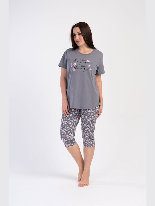 Vienetta Secret Sommer Damen Pyjama-Set Gray