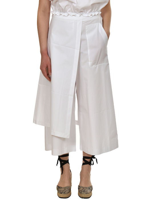 Eaters Women's Crepe Trousers in Wide Line White