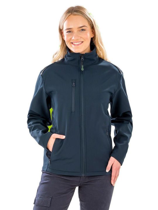 Result Women's Short Sports Softshell Jacket Waterproof and Windproof for Winter Navy Blue