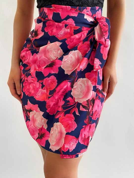 DOT High Waist Envelope Skirt Floral in Blue color