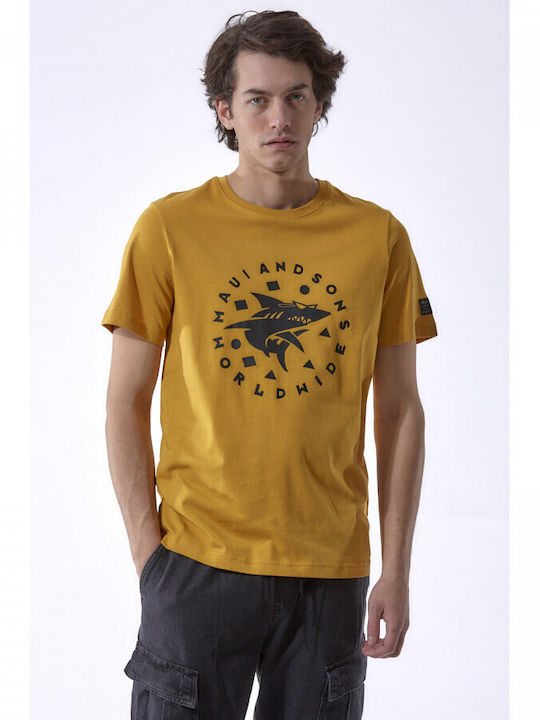 Maui & Sons Ανδρικό T-shirt Κοντομάνικο Πορτοκαλί