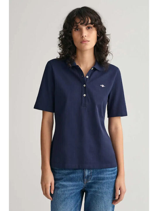 Gant Women's Polo Shirt Short Sleeve Navy Blue