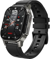 Microwear DM62 4G Smartwatch με SIM και Παλμογράφο (Μαύρη κάσα / Μαύρο λουρί σιλικόνης)