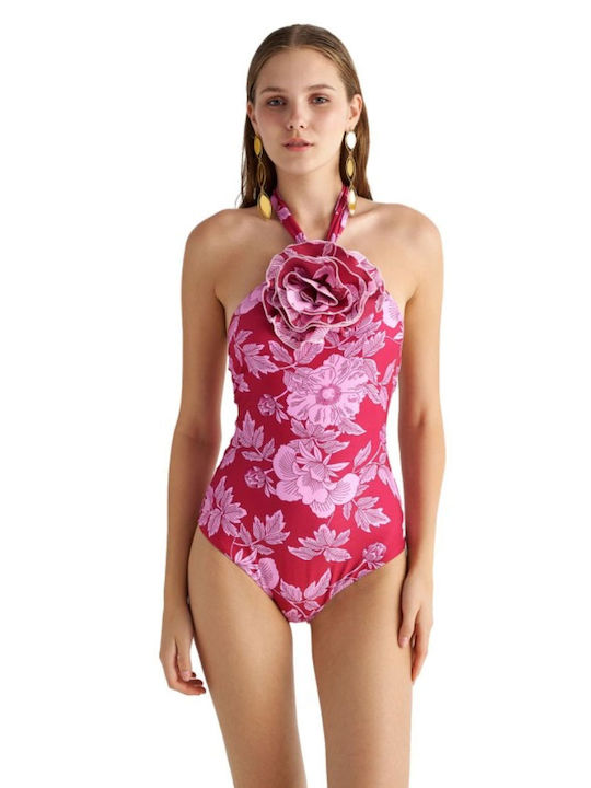 Blu4u Floral Padded Swimsuit BORDO