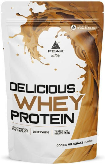 Peak Nutrition Delicious Whey Protein Протеин Суроватъчен с Вкус Млечен шейк с бисквити 900гр