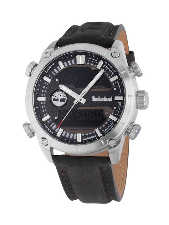 Timberland Watch Chronograph Battery with Gray Leather Strap