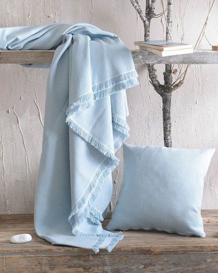 Rythmos Utopia Three-Seater Sofa Throw 2 Sides Jacquard 180x280cm Light Blue