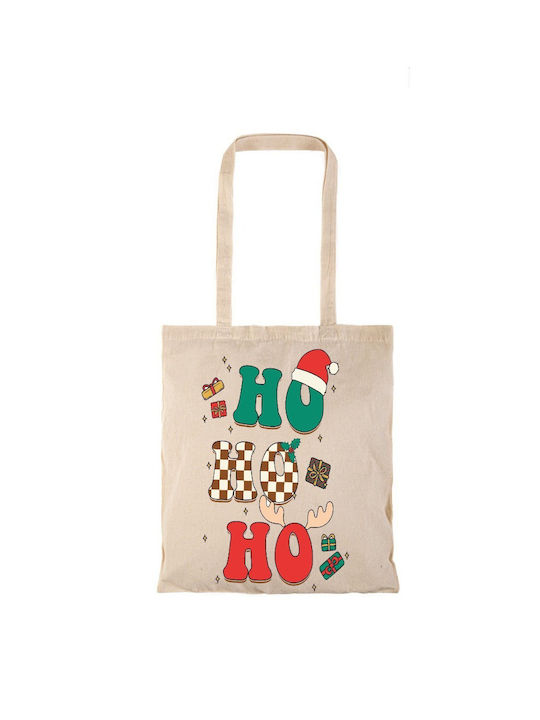 Μακριά Χερούλια Hohoho Βαμβακερή Τσάντα για Ψώνια σε Μπεζ χρώμα