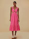 Farm Rio Midi Dress Pink