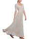 Summer Maxi Dress Beige/Blue/Gold