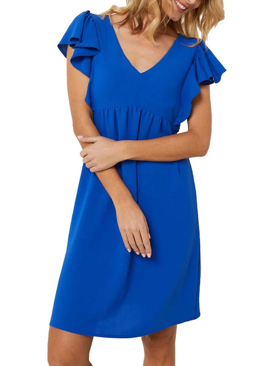 Julie Guerlande Midi Dress with Ruffle Blue