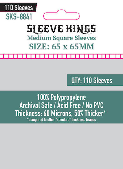 Sleeve Kings Medium Square 60 Microns Card Sleeves Square Size 110τμχ Διάφανες