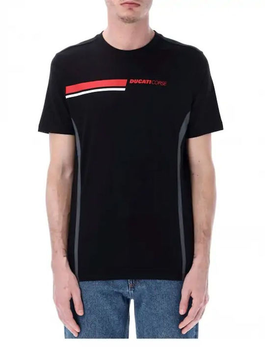 Ducati T-shirt Bărbătesc cu Mânecă Scurtă Negru