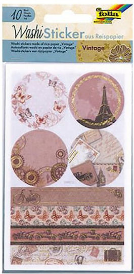 384961 Αυτοκολλητα Washi 10 Φυλλα 10χ15εκ Vintage