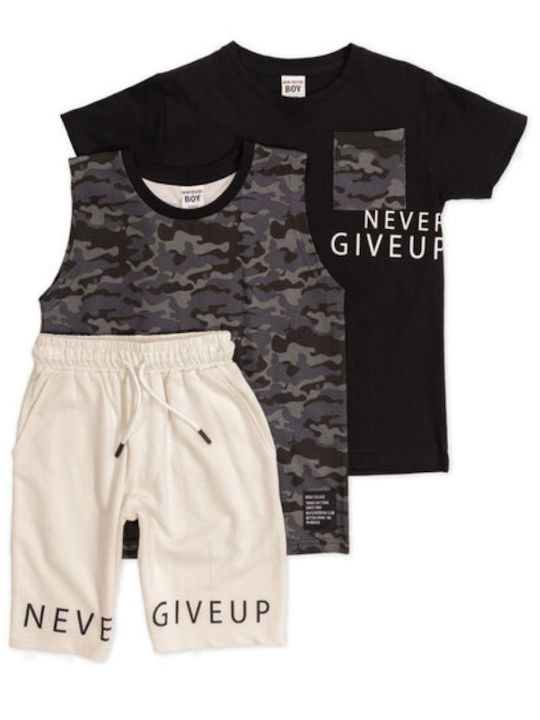 New College Kids Set with Shorts Summer 2pcs Black