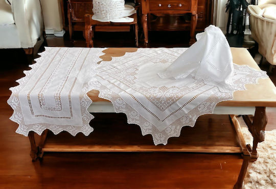 Linea Home Checkered Set 5 Pieces Knitted White
