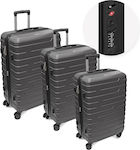 Travel Suitcases Hard Grey with 4 Wheels Set 3pcs