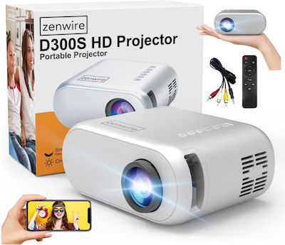 Zenwire D300S Mini Projector HD LED Lamp Wi-Fi Connected with Built-in Speakers White