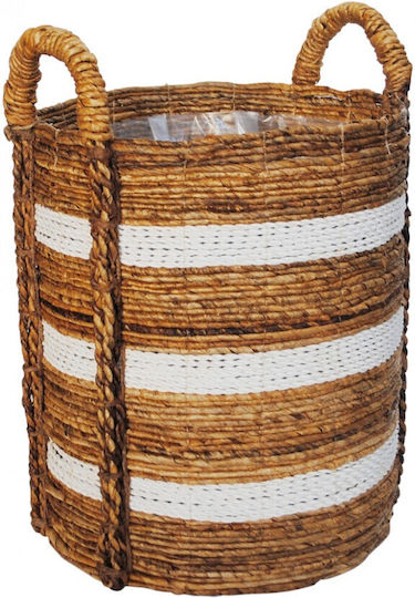 Atmosphera Natural Decorative Basket Plastic with Handles White 40x45cm