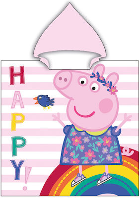 Borea Παιδικό Πόντσο Θαλάσσης Peppa Pig Ροζ 110 x 110εκ.
