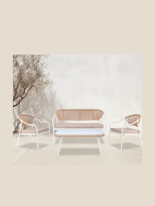 Woodwell Garten- und Outdoor-Möbelsets Palermo 4 Stück Weiß E257,1