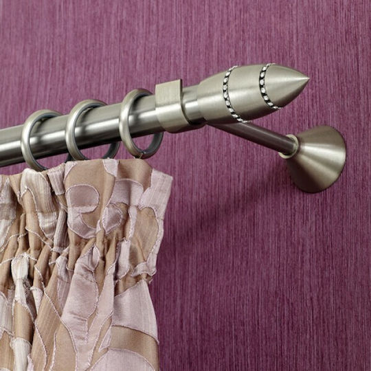 Aslanis Home Metallic Curtain Pole Space Double with Rod Φ25mm 160cm Silver