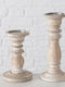 Boltze Set of Candle Holders Wooden in White Color 28cm 2pcs