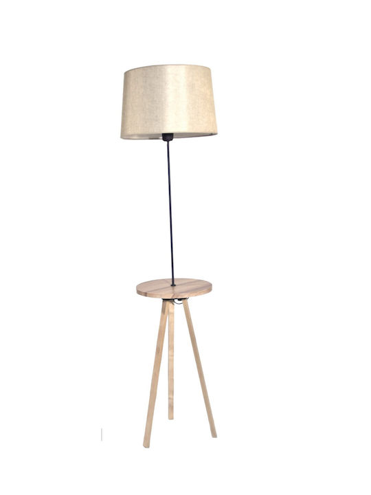 Epiplo-Fos Wood Table Lamp for Socket E27 with Beige Shade and Base