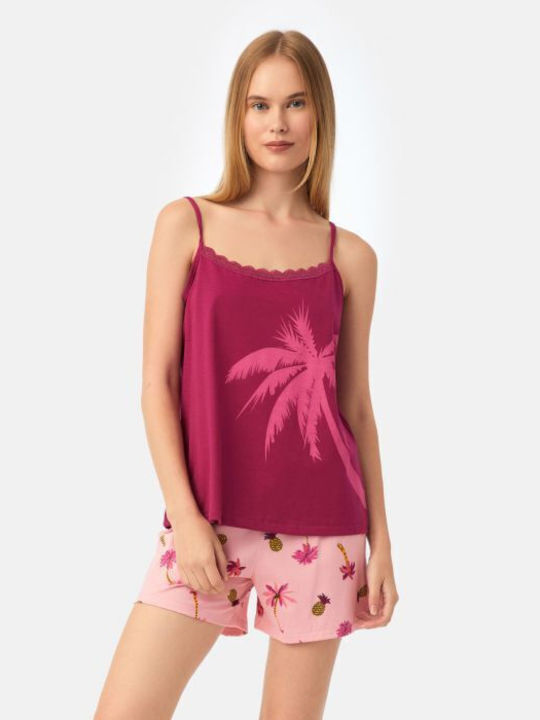 Minerva Sommer Damen Pyjama-Set Baumwolle