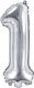 Luftballon Folie Zahl 1 Silber 35cm