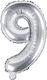 Luftballon Folie Zahl 9 Silber 35cm