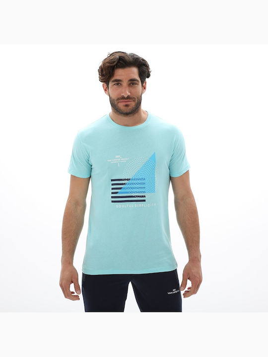 Van Hipster T-shirt Bărbătesc cu Mânecă Scurtă Turquoise