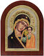 Wooden Saint Icon Virgin Mary Holding the Infant 11.5x13.5cm