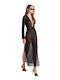 Blu4u Damen Maxi Kaftan Strand Black