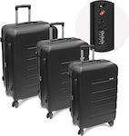 Travel Suitcases Hard Black with 4 Wheels Set 3pcs