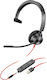 Poly Blackwire 3315 On Ear Multimedia Ακουστικά με μικρόφωνο και σύνδεση 3.5mm Jack / USB-A