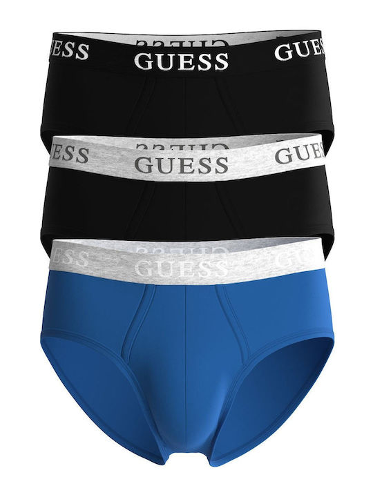 Guess Men's Slips Black And Blue 3Pack