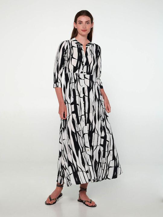 Vamp Women's Maxi Dress Beachwear Black and White
