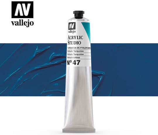 Acrylic Studio Paint Tube Vallejo 58ml Phthalo Turquoise 21047