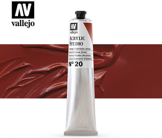 Acrylic Studio Paint Tube Vallejo 58ml Burnt Sienna 21020