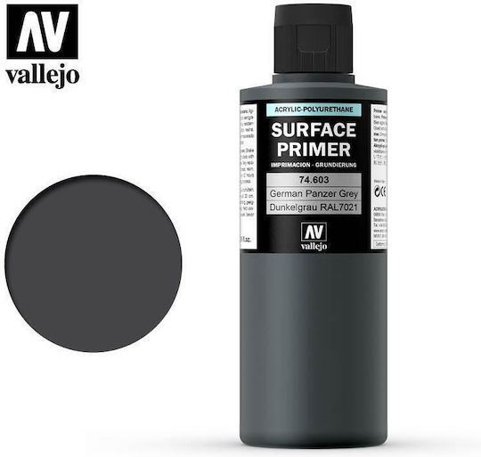 Surface Primer Acrylic-polyurethane Vallejo 200ml German Panzer Grey Ral7021