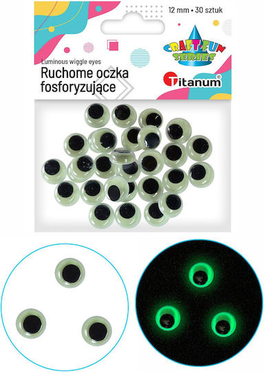 Movable Phosphorescent Eyes Glow In Dark 12 Mm 30 Pcs Titanum